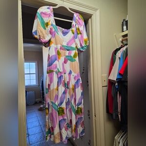 Entro Multicolor Midi Dress, Size M